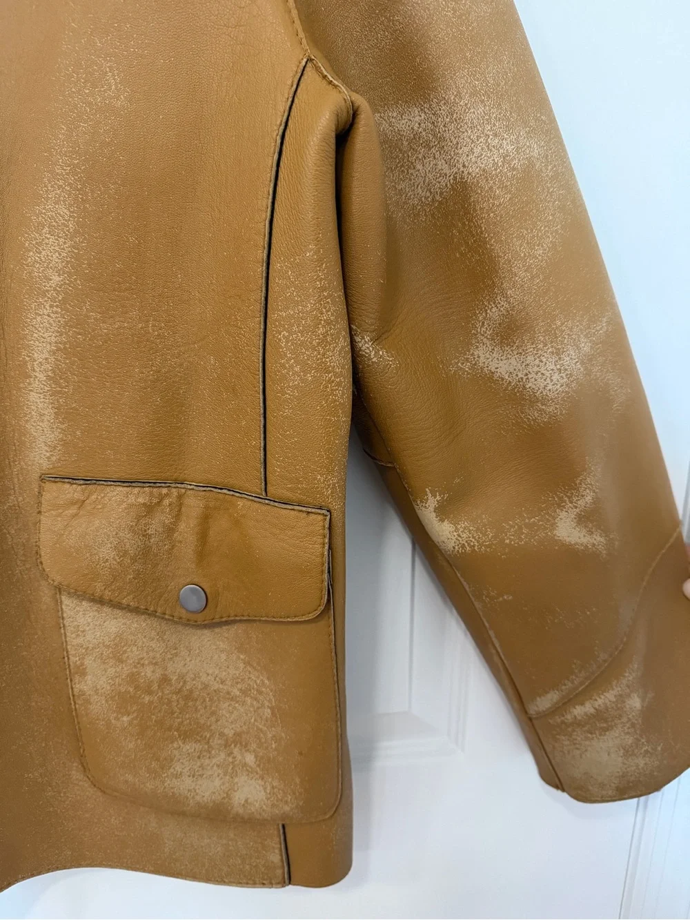 Vintage Men’s “Enjoy Leather” Camel Barn Jacket/Car Coat